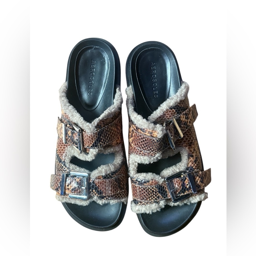 Aerosols Olivia slide sandals size 8 brown snake summer vacation‎ cruise